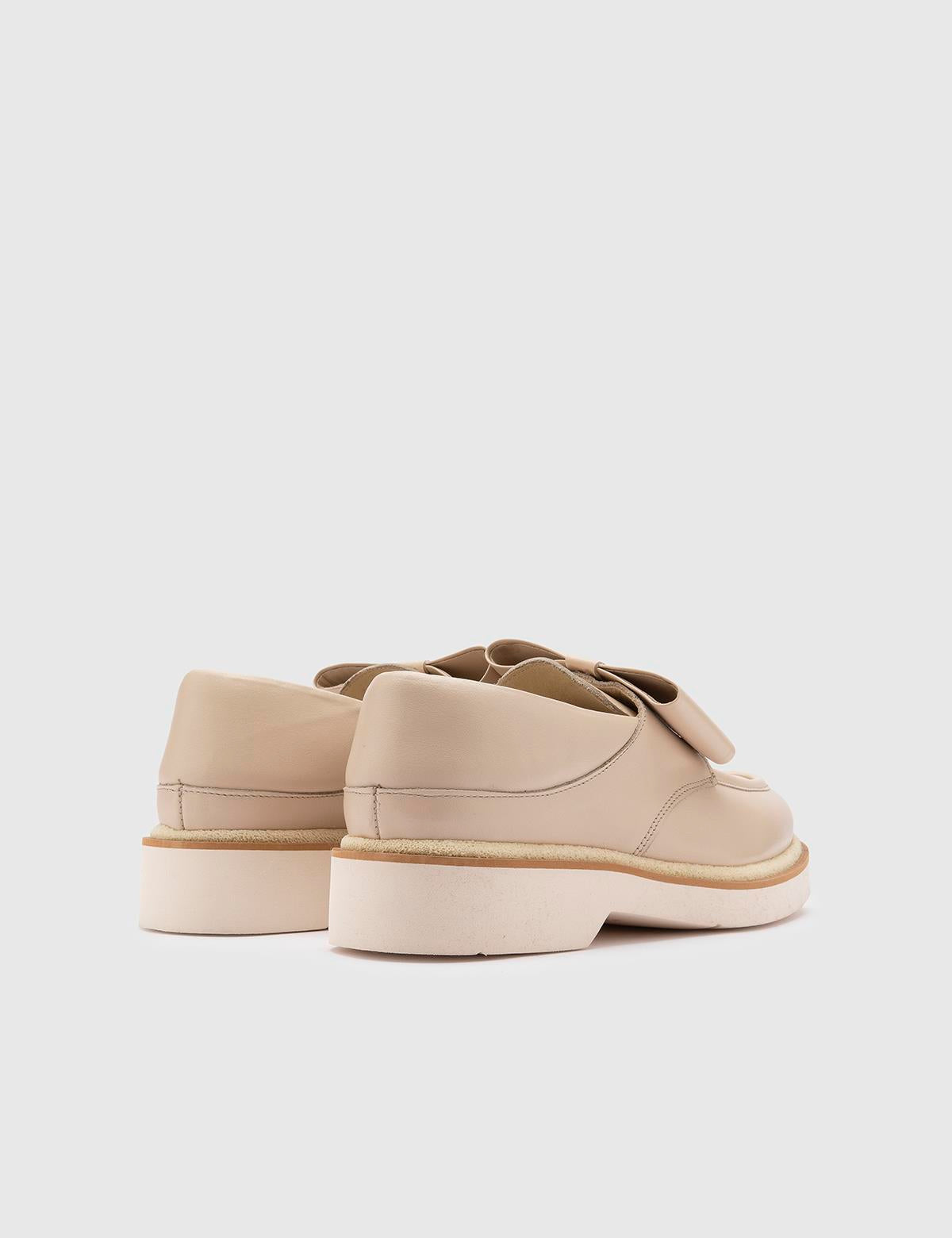 Adia Beige Leder-Loafer für Damen
