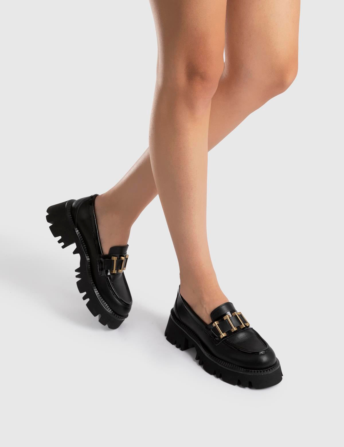Anto Damen-Loafer aus schwarzem Lackleder
