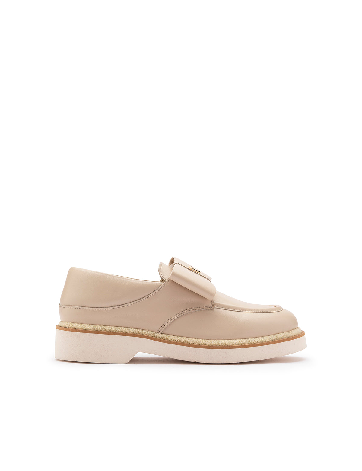 Adia Beige Leder-Loafer für Damen