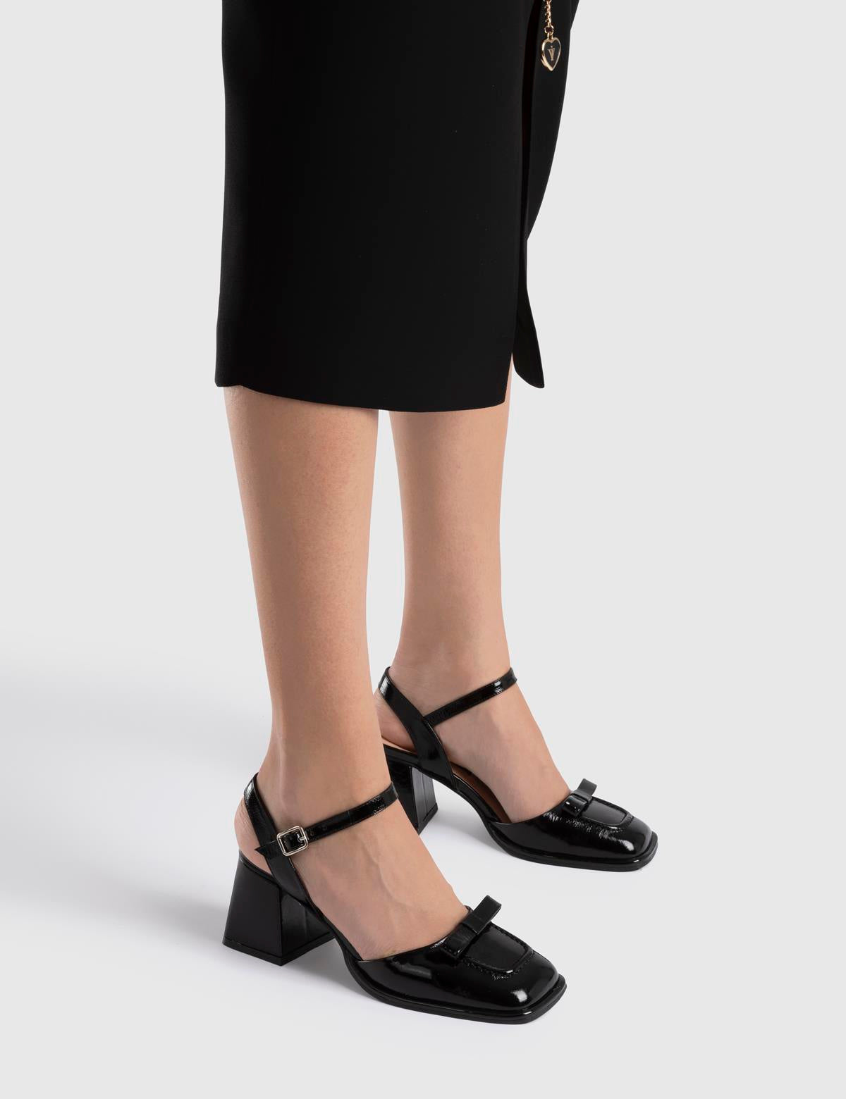 Kler – Sandale mit Absatz aus schwarzem Lackleder für Damen 