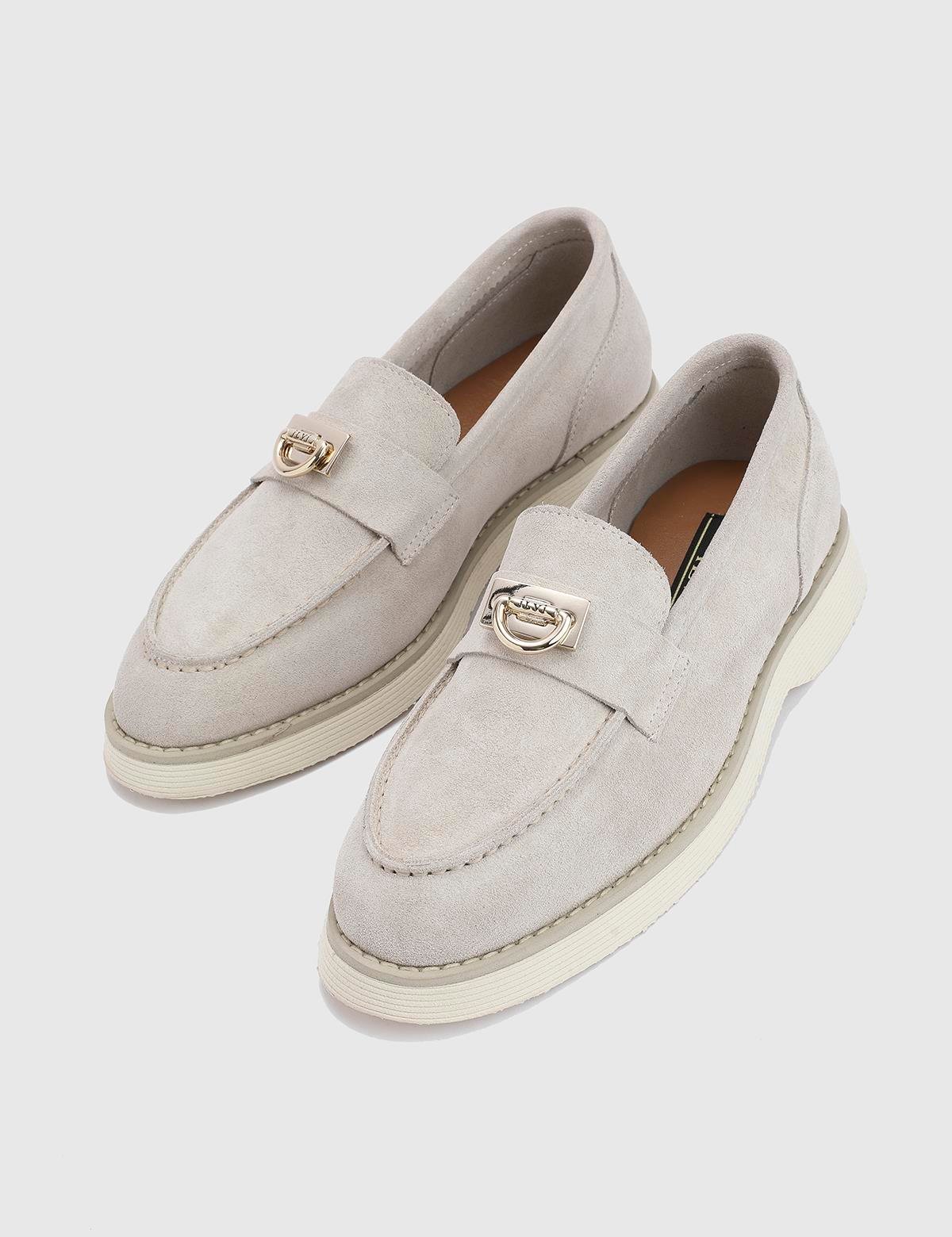 Lemmens Beige Suede Leather Women's Loafer
