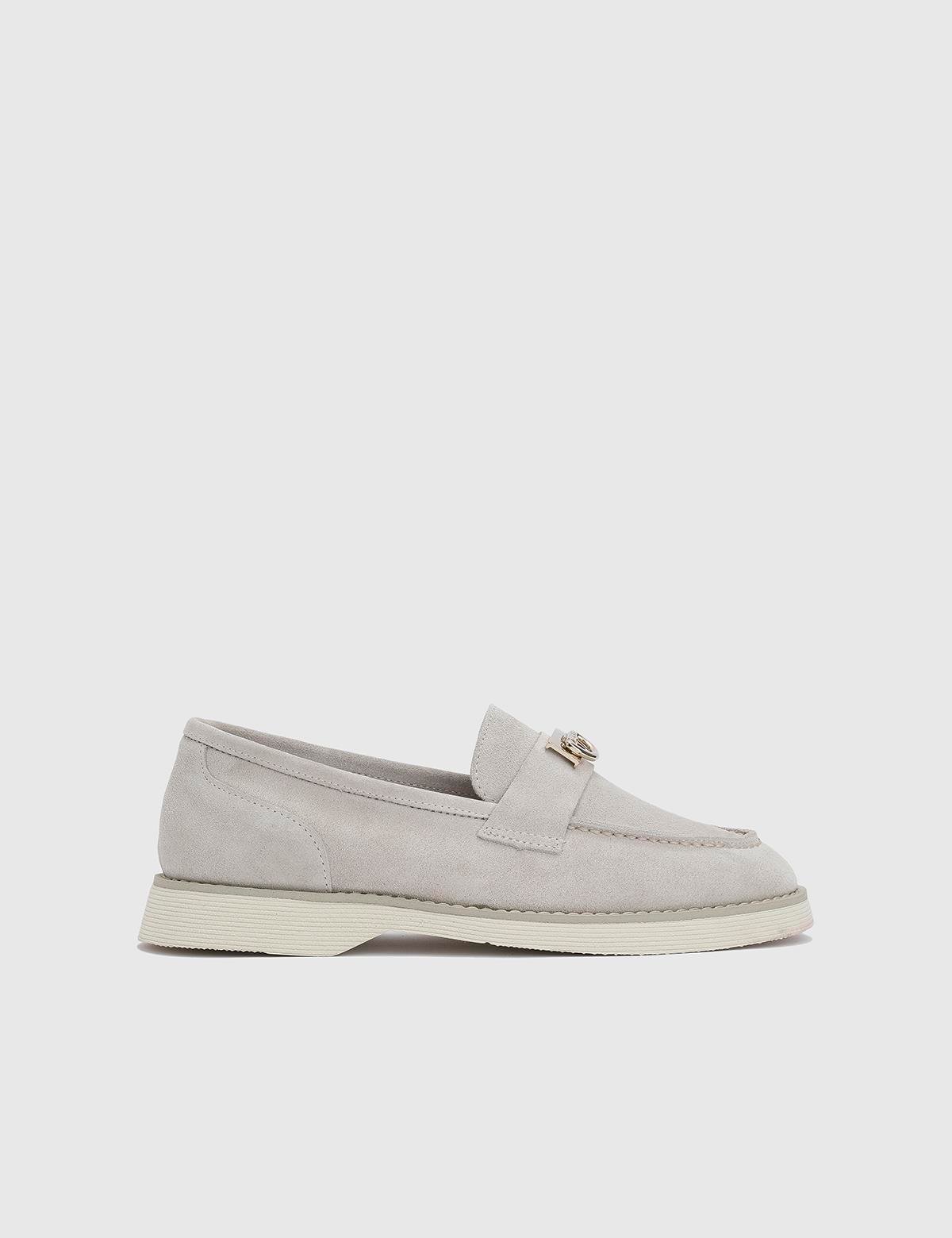 Lemmens Beige Suede Leather Women's Loafer