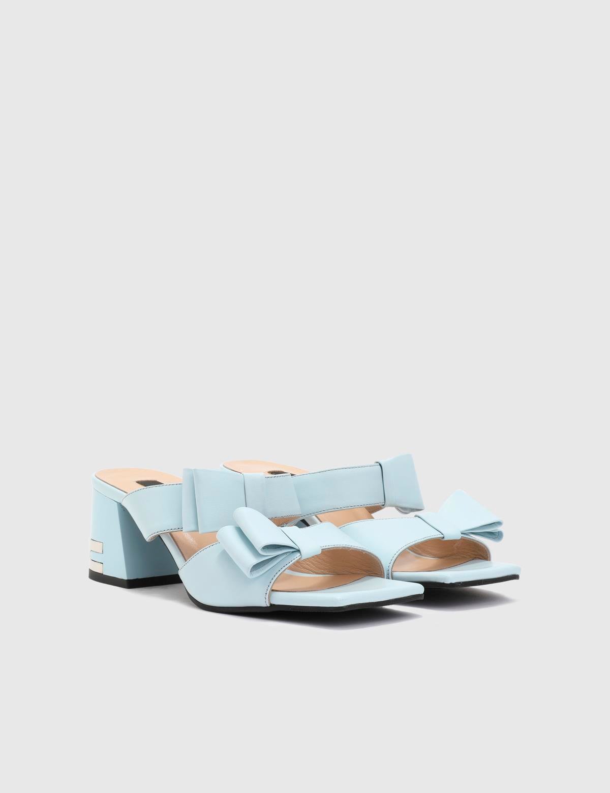 Nasya Blue Leather Women's Heeled Slide