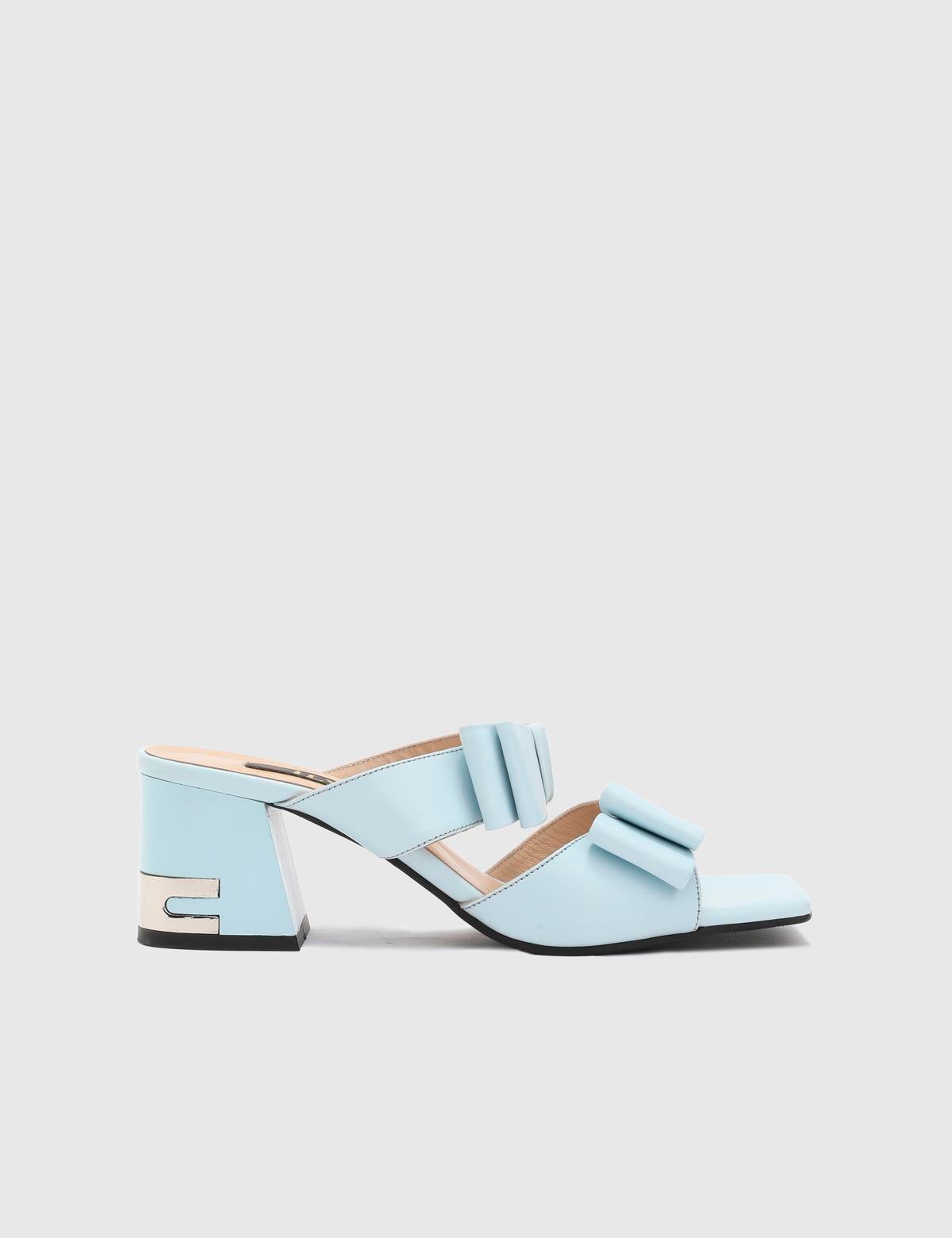 Nasya Blue Leather Women's Heeled Slide
