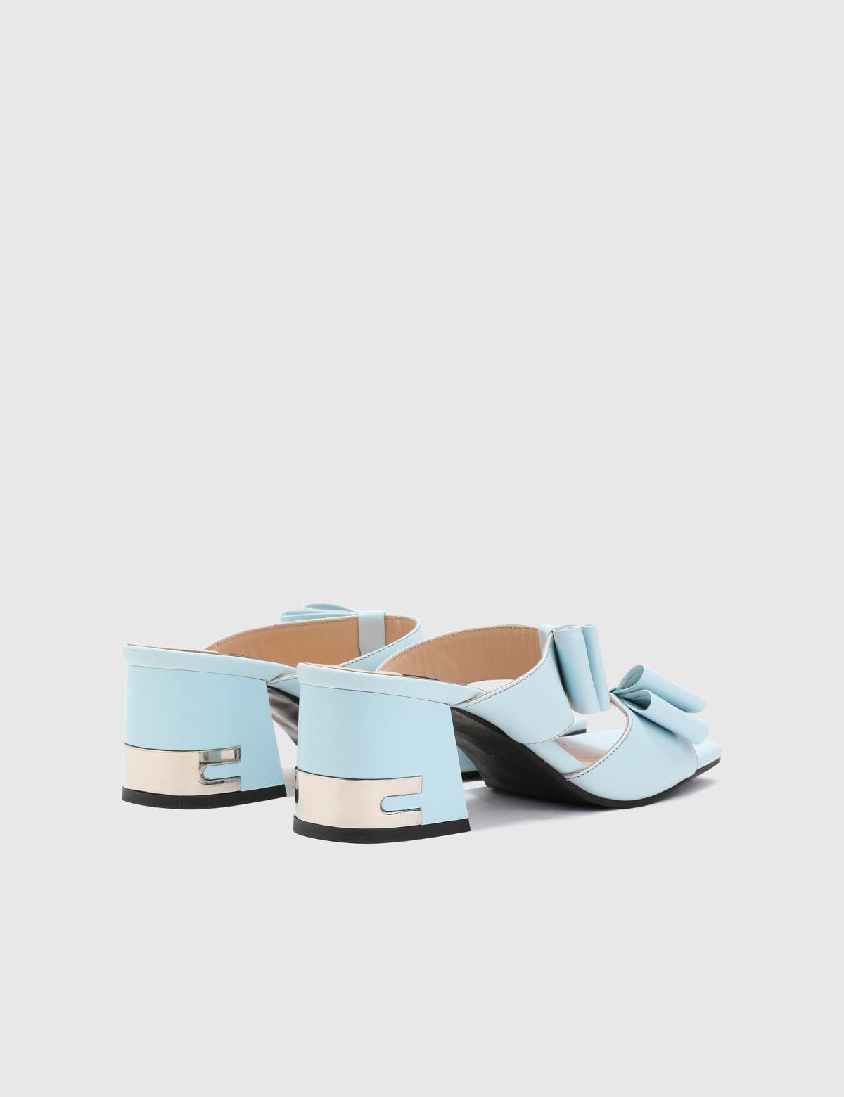 Nasya Blue Leather Women's Heeled Slide