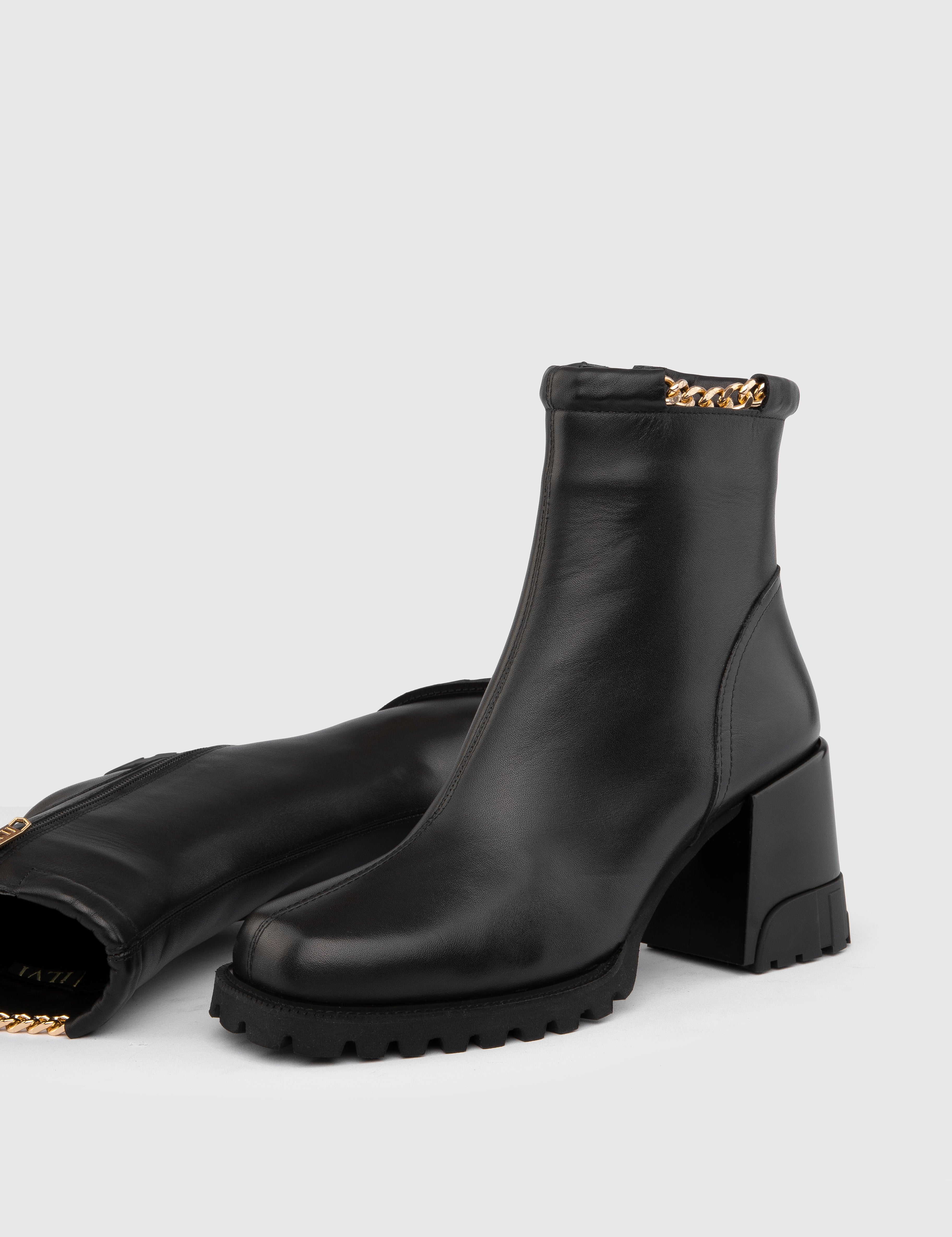 Damen-Stiefel „Harder“ aus schwarzem Leder mit Absatz