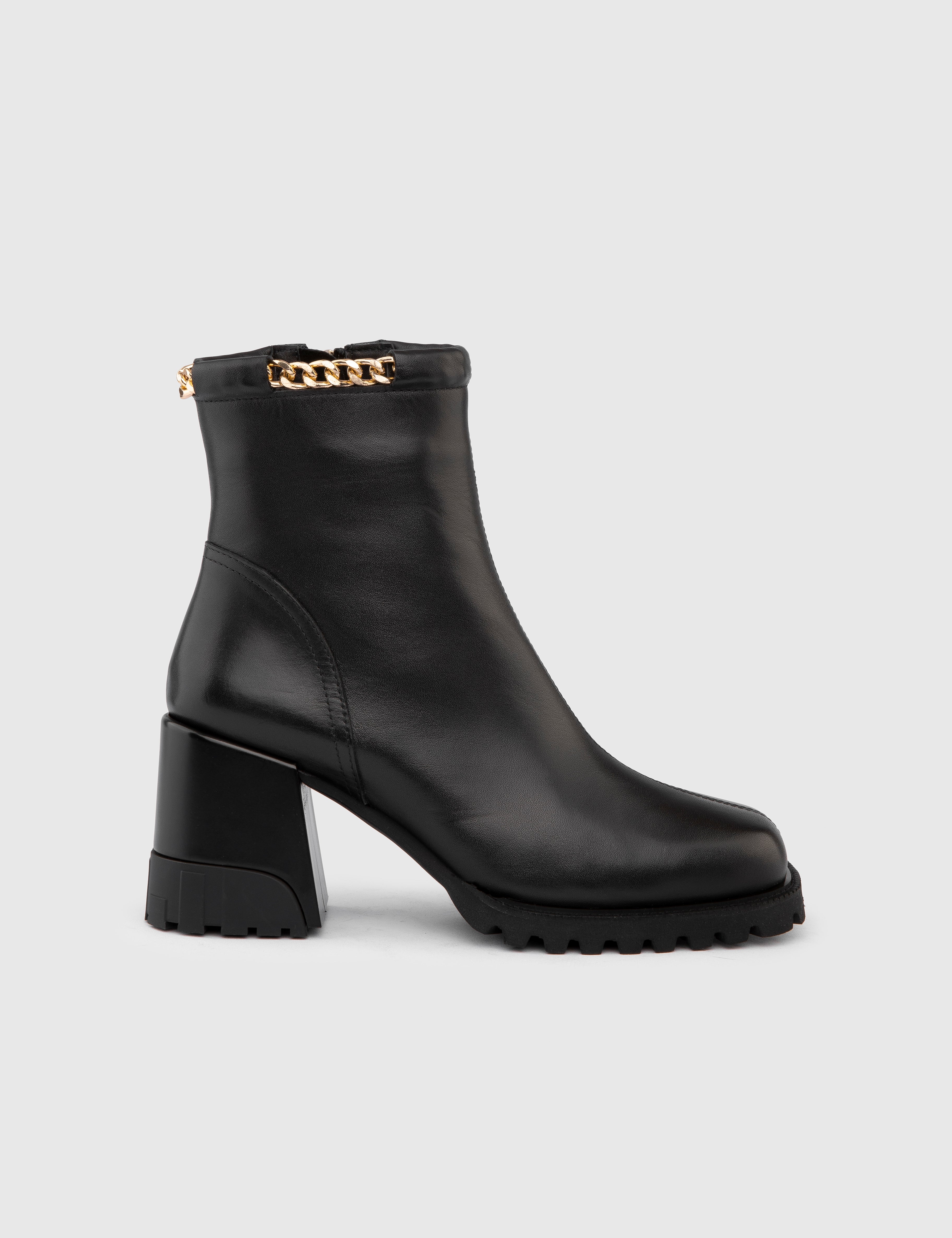 Damen-Stiefel „Harder“ aus schwarzem Leder mit Absatz