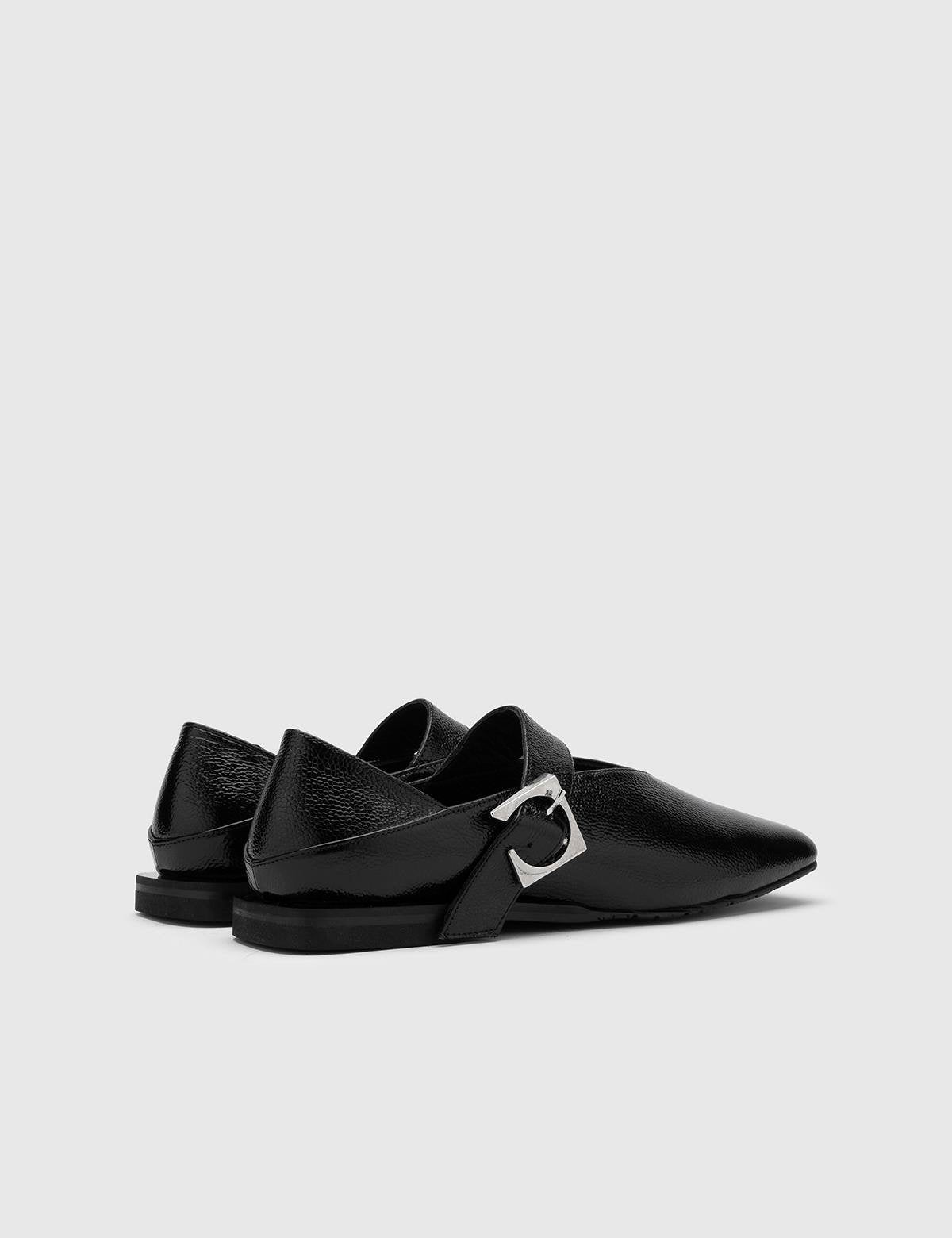 Vekda Damen-Loafer aus schwarzem Lackleder