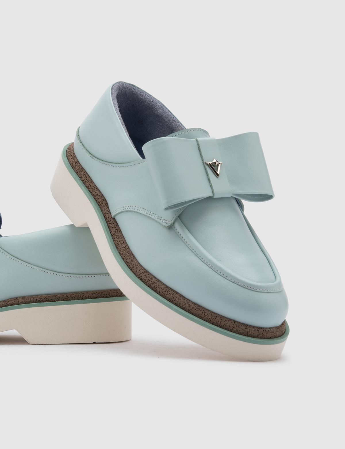 Adia Light Blue Leather Women's Loafer