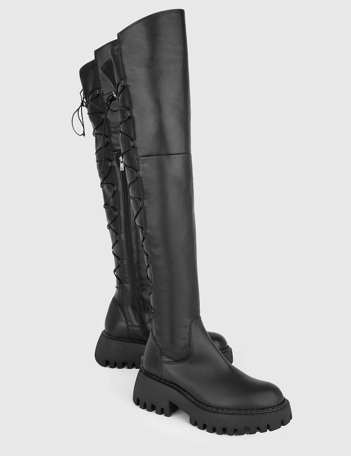 Velikan Black Leather Women's High Boot