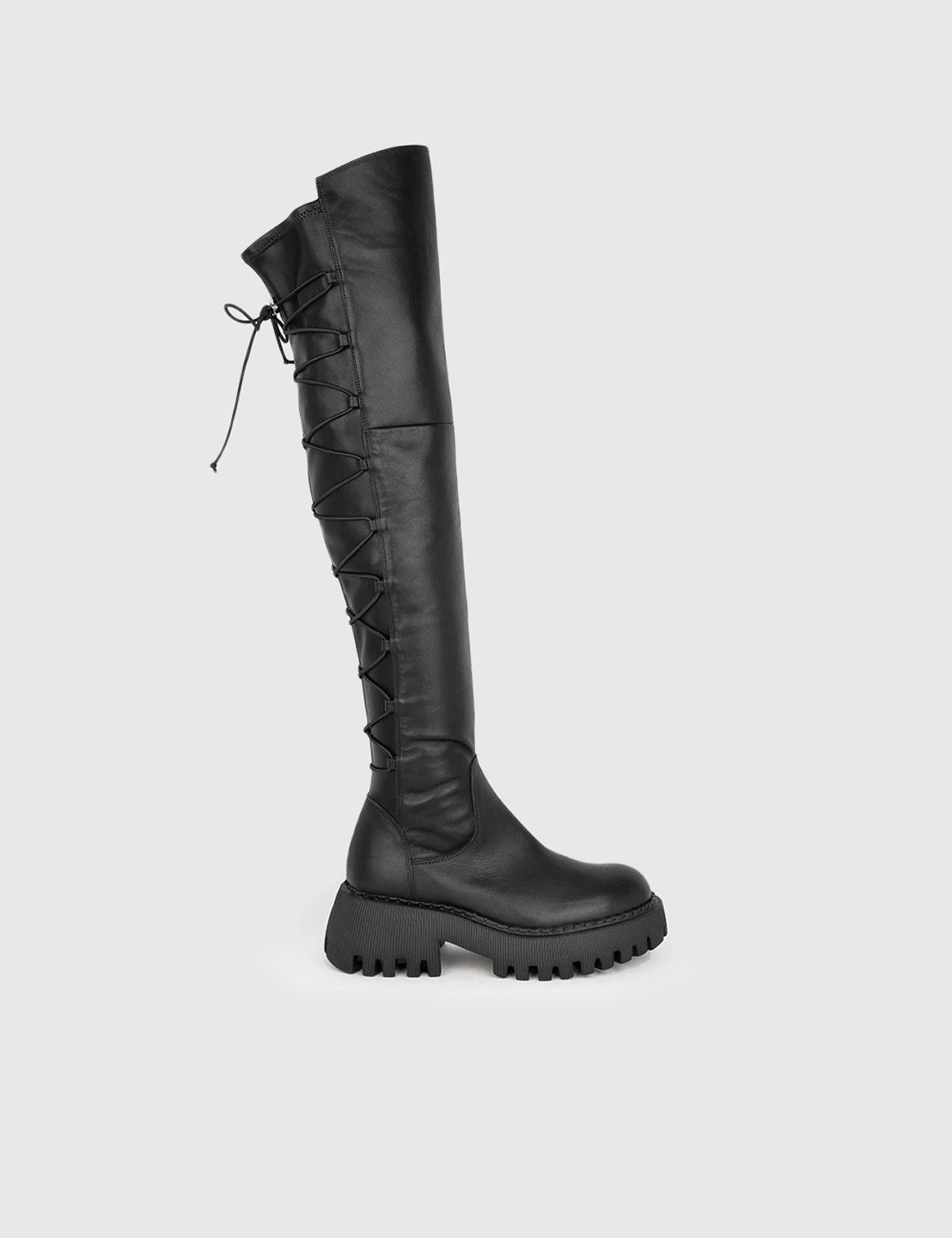 Velikan Black Leather Women's High Boot