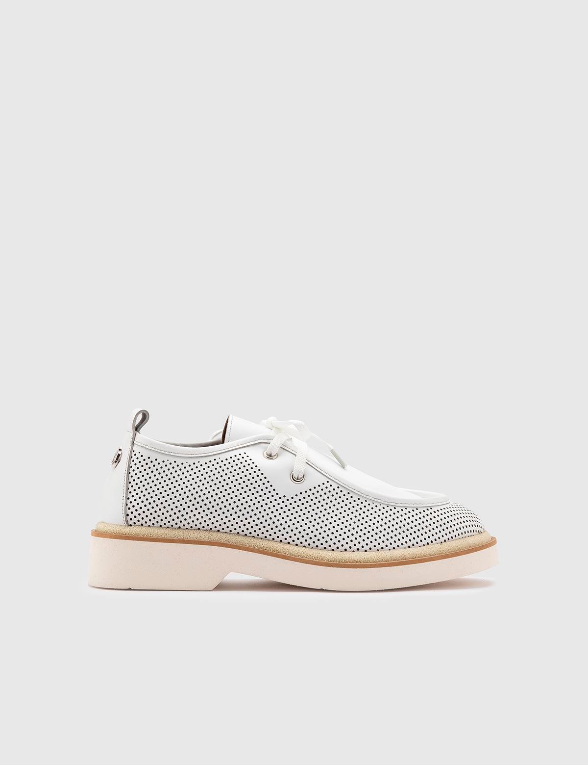 Afsana White Leather Women's Oxford