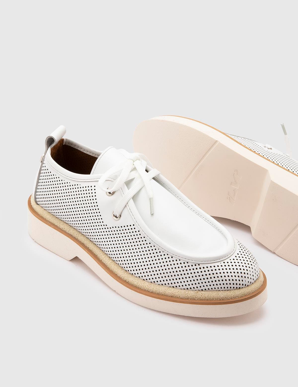 Afsana White Leather Women's Oxford