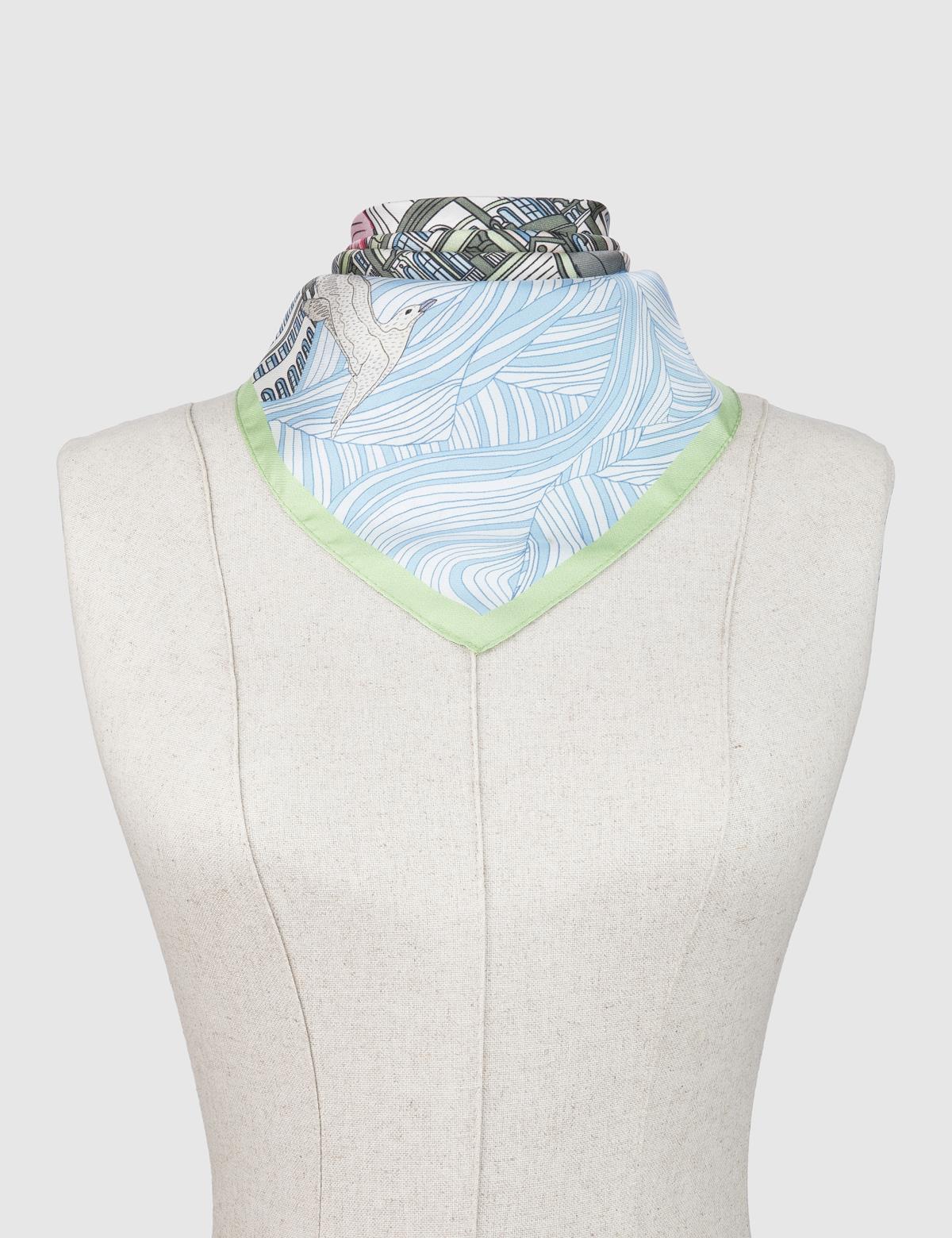 Asmara Green-Blue Silk Twill Women's Shawl