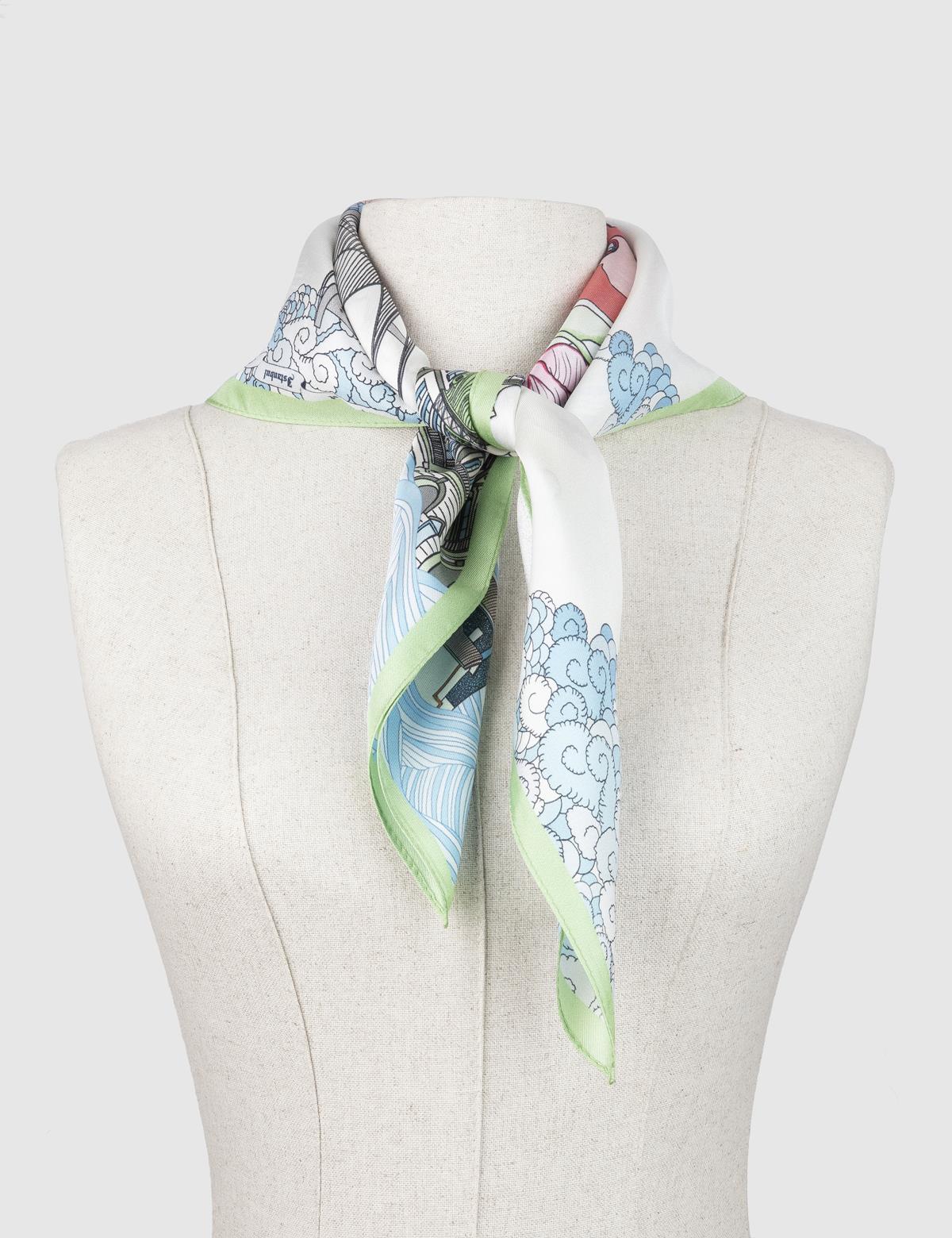 Asmara Green-Blue Silk Twill Women's Shawl