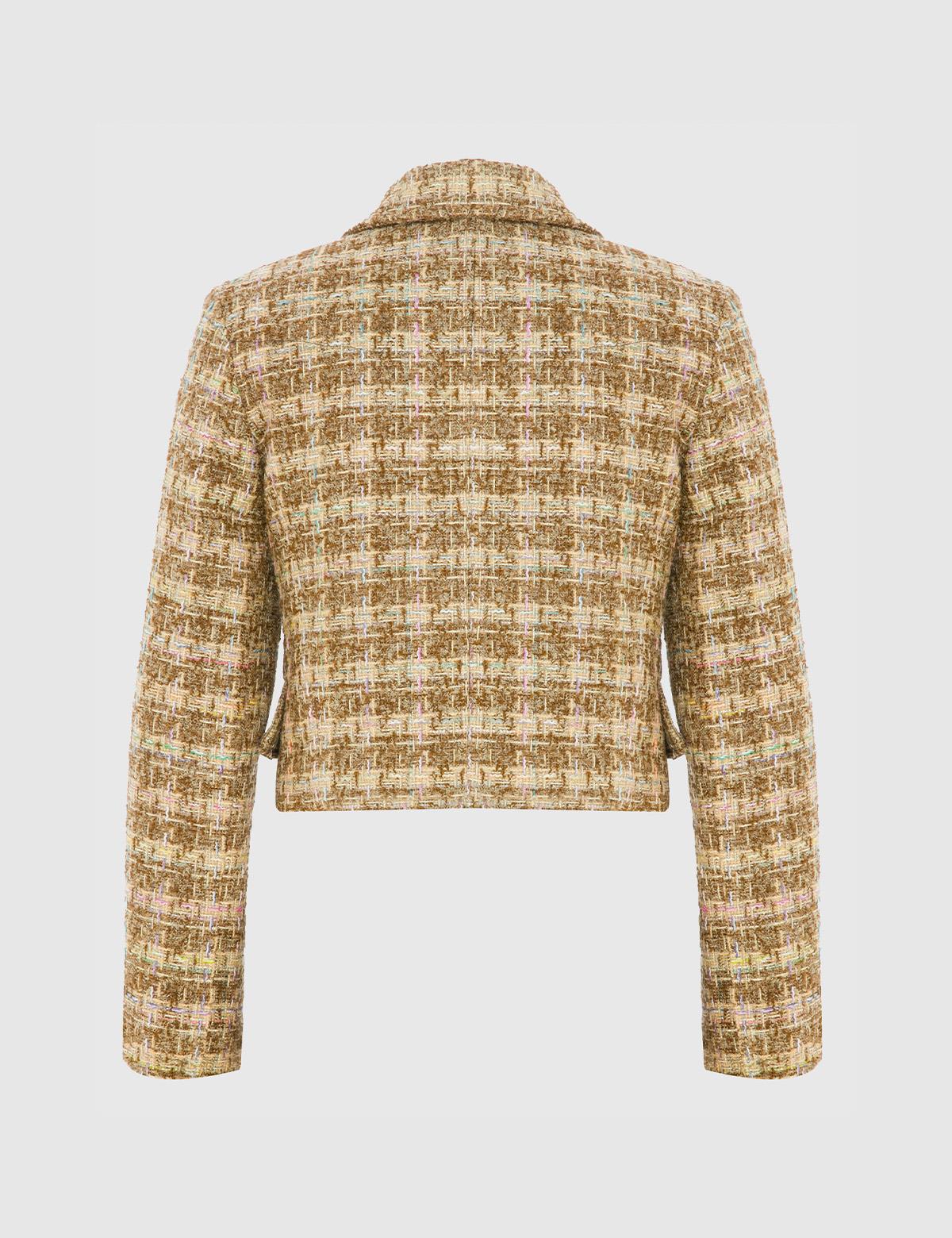 Bauer Brown-Cream-Multicolor Women's Tweed Jacket