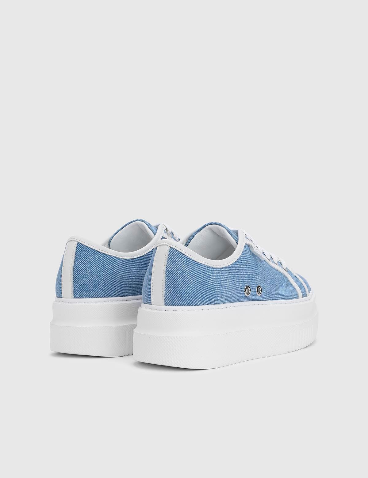 Celeste Blue Denim Leather Women's Sneaker