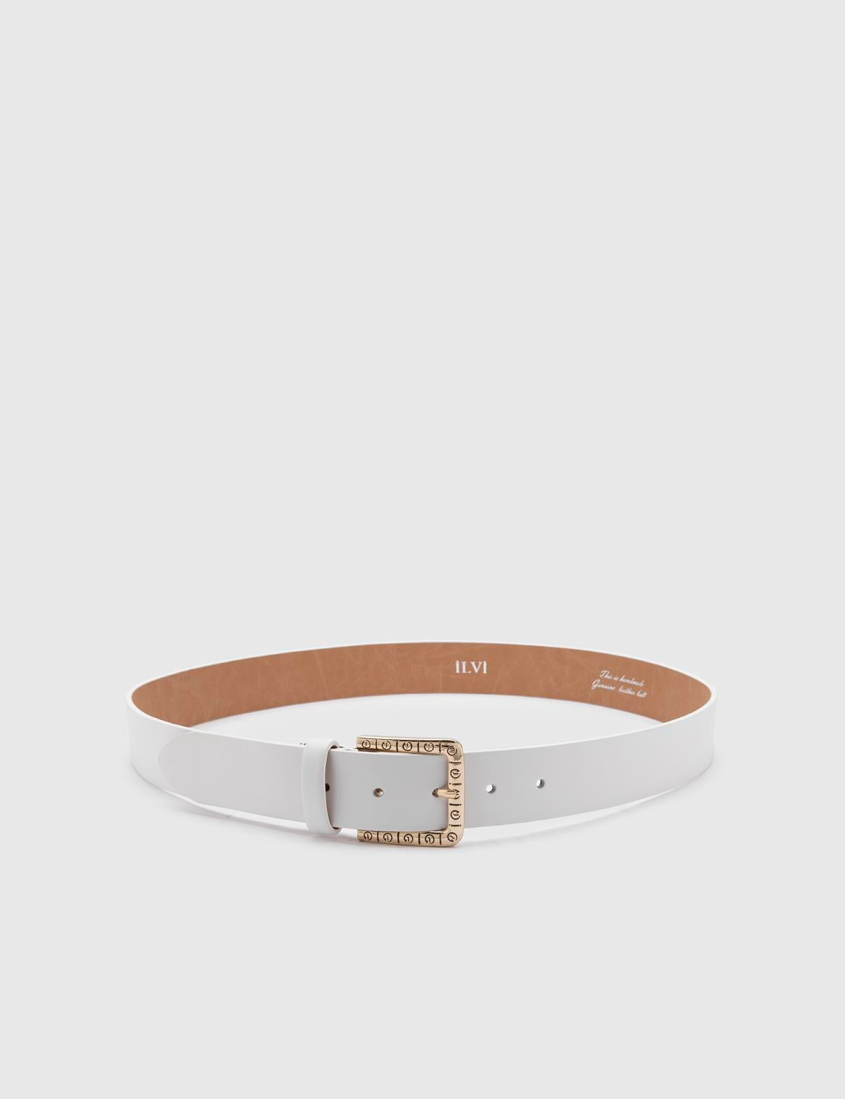 Cle White Leather Women's Belt