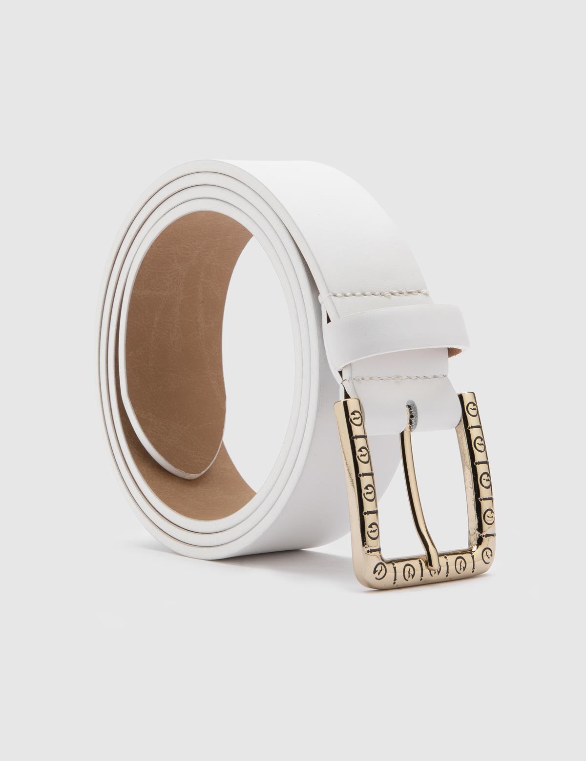 Cle White Leather Women's Belt