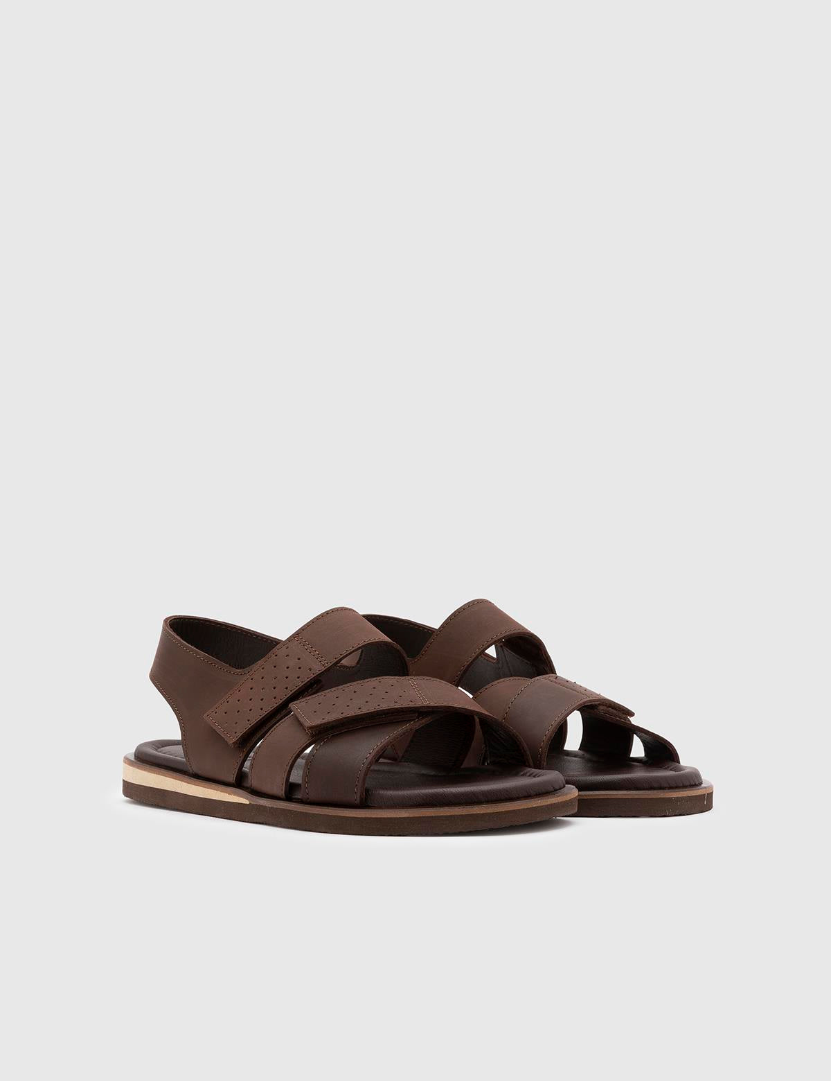 Emilio Brown Crazy Horse Leather Men's Sandal