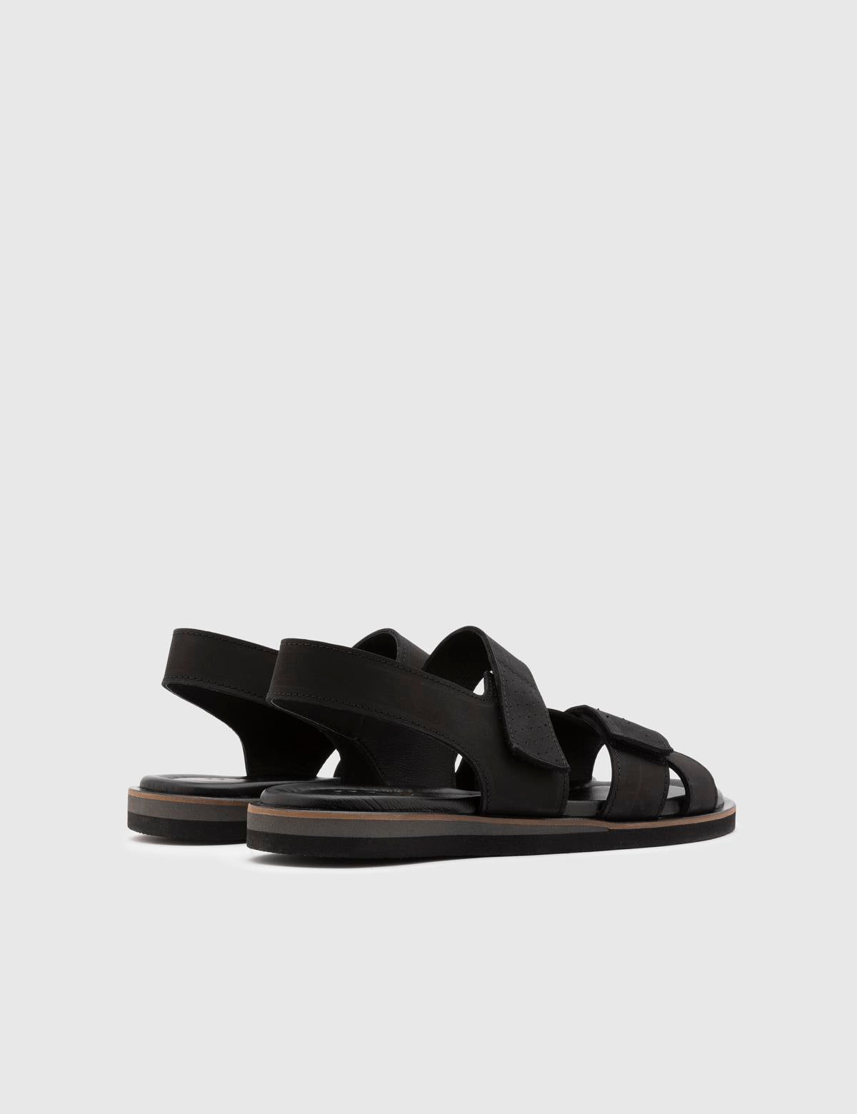 Emilio Black Crazy Horse Leather Men's Sandal