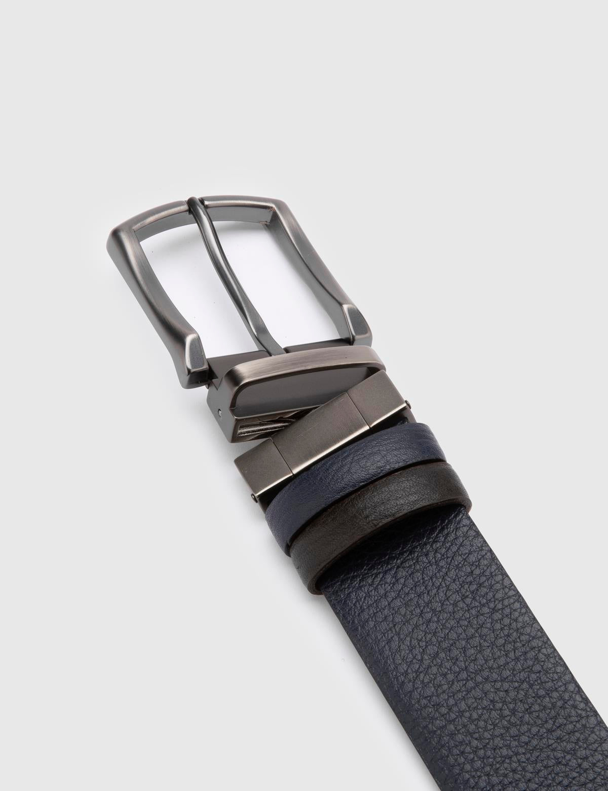 Galloway Brown-Navy Blue Floater Leather Men's Belt