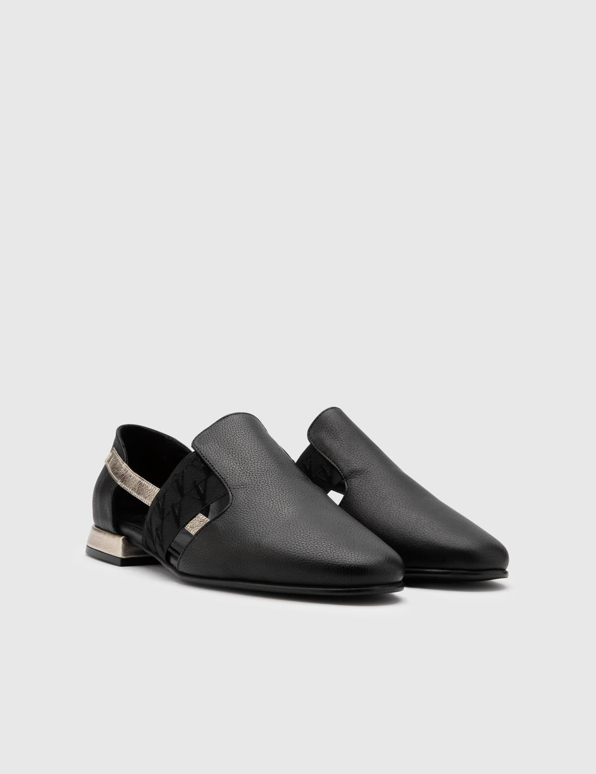 Hina Black Floater Leather Women's Loafer