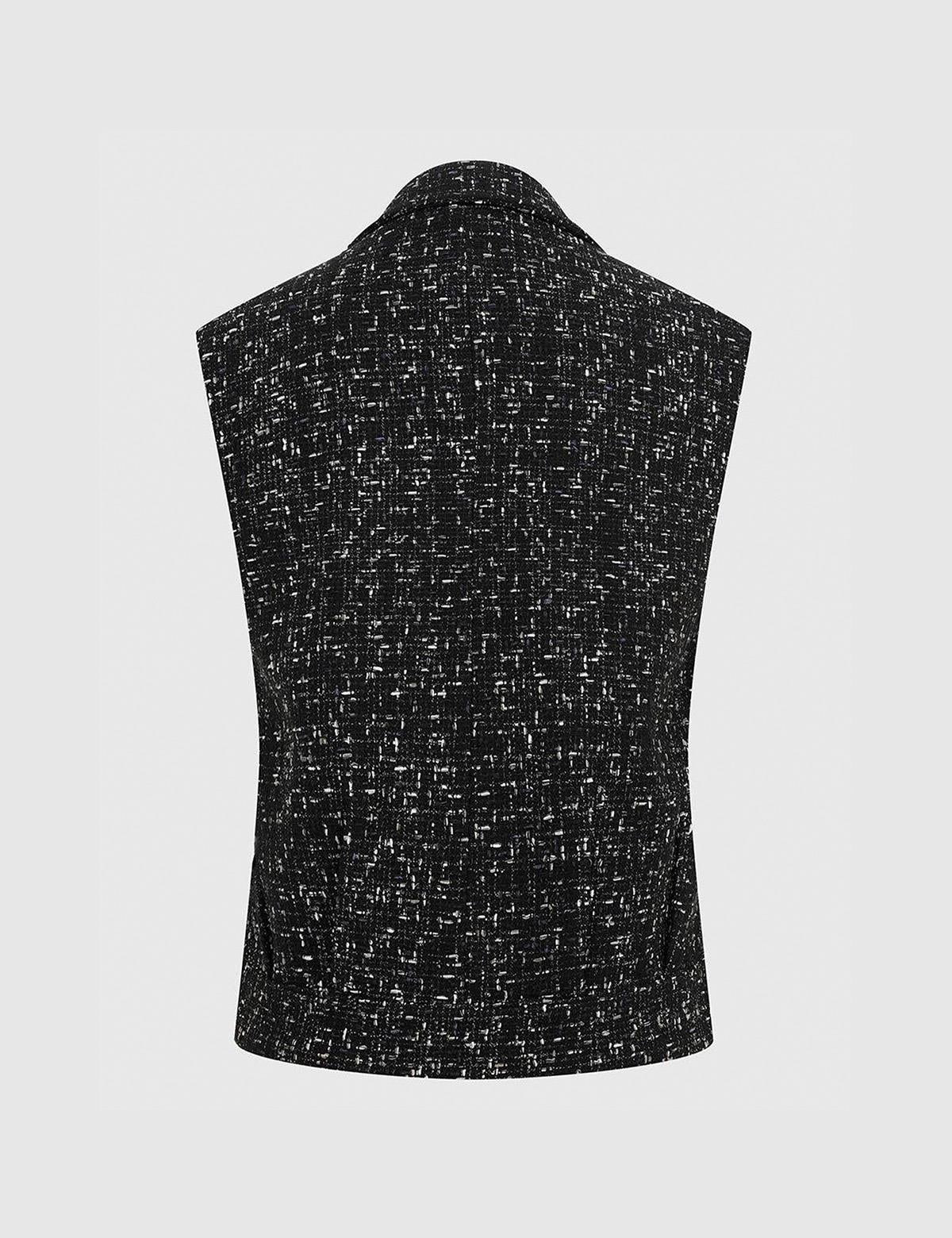 Howe Black-White Women's Tweed Vest