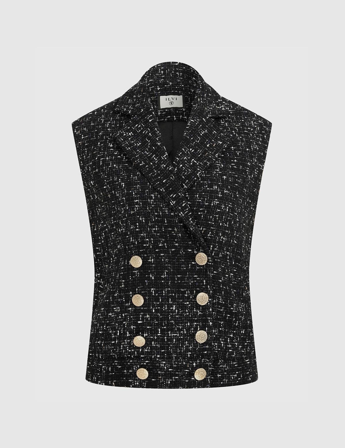 Howe Black-White Women's Tweed Vest