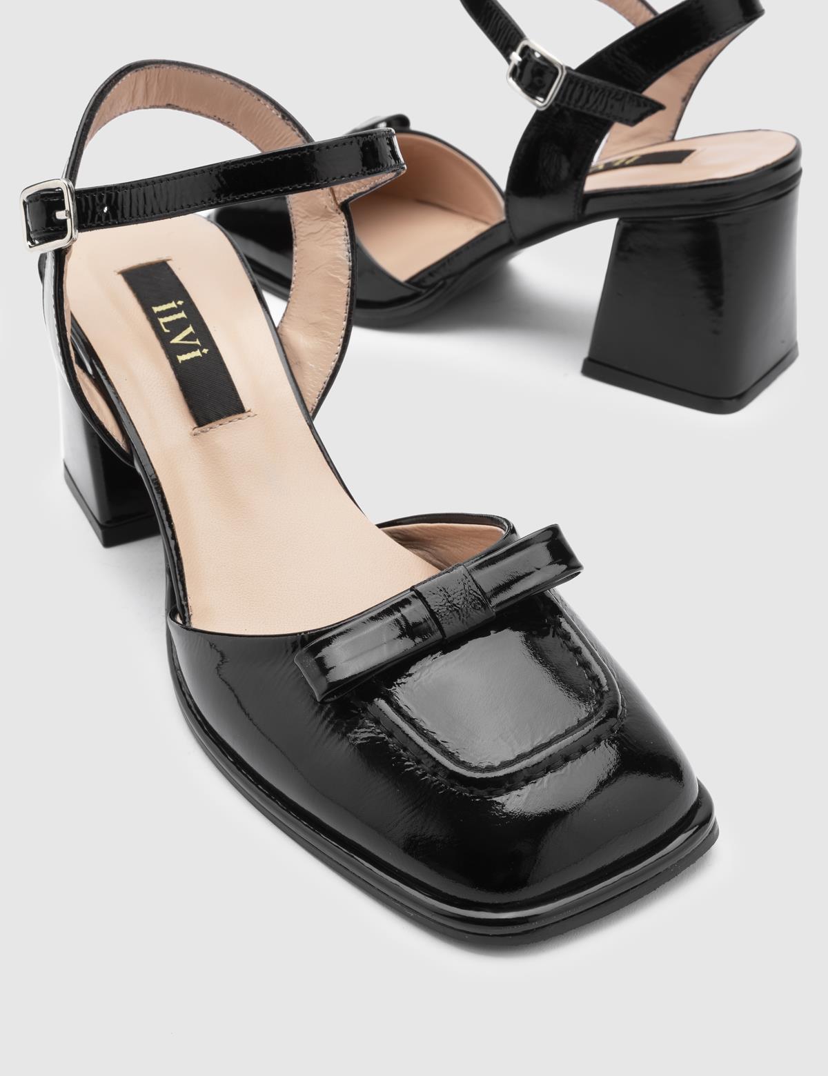 Kler Black Patent Leather Women's Heeled Sandal