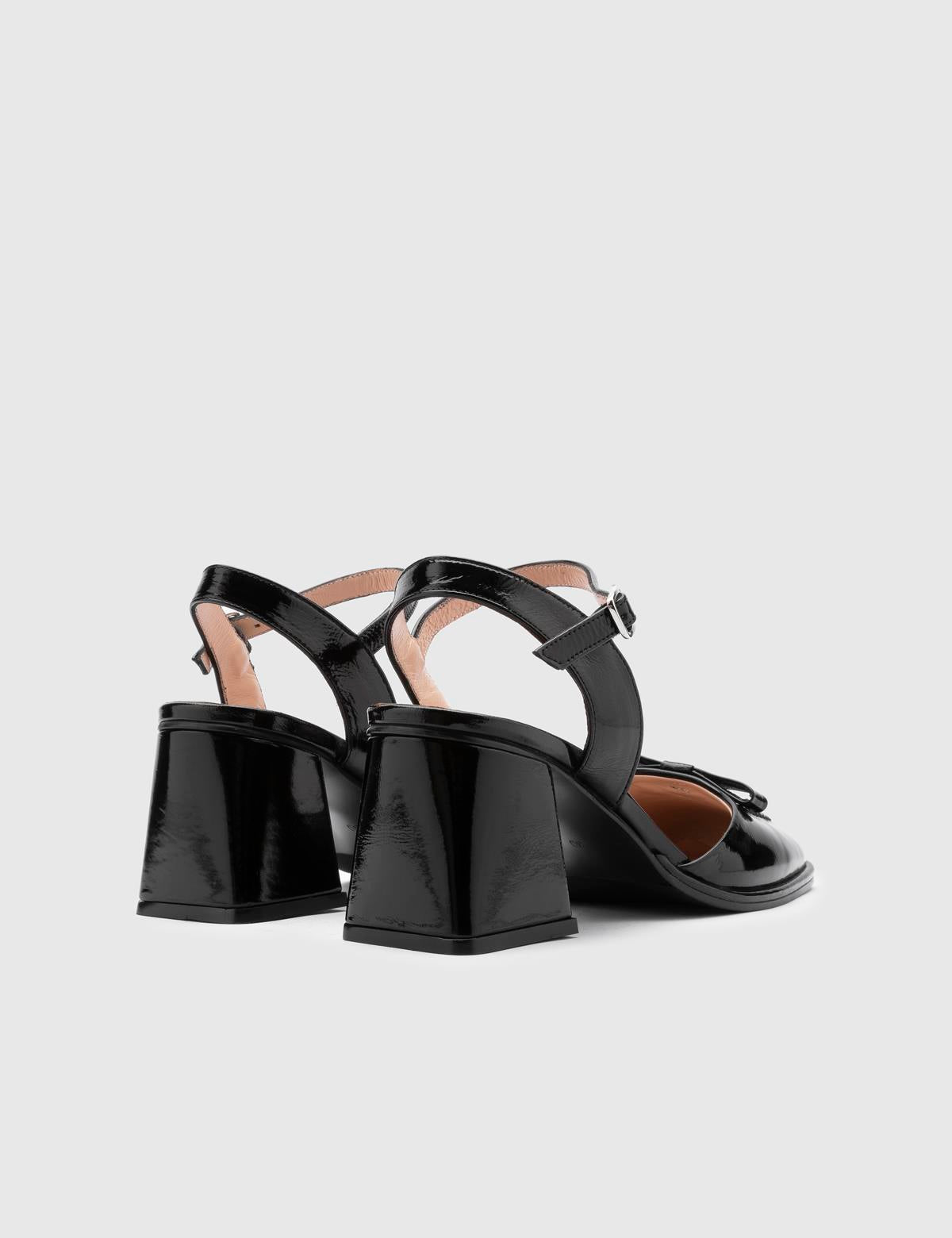 Kler Black Patent Leather Women's Heeled Sandal