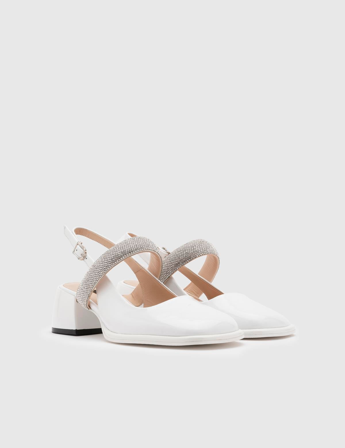 Kotna White Patent Leather Women's Heeled Sandal