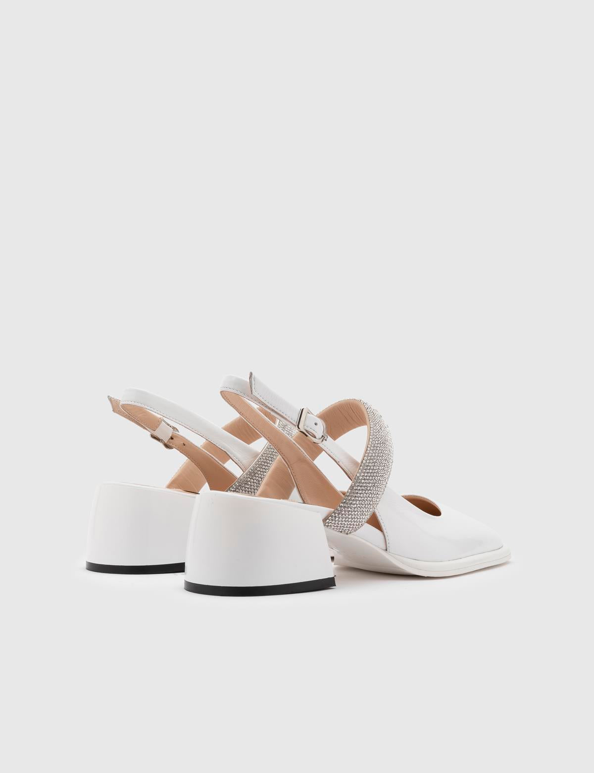 Kotna White Patent Leather Women's Heeled Sandal