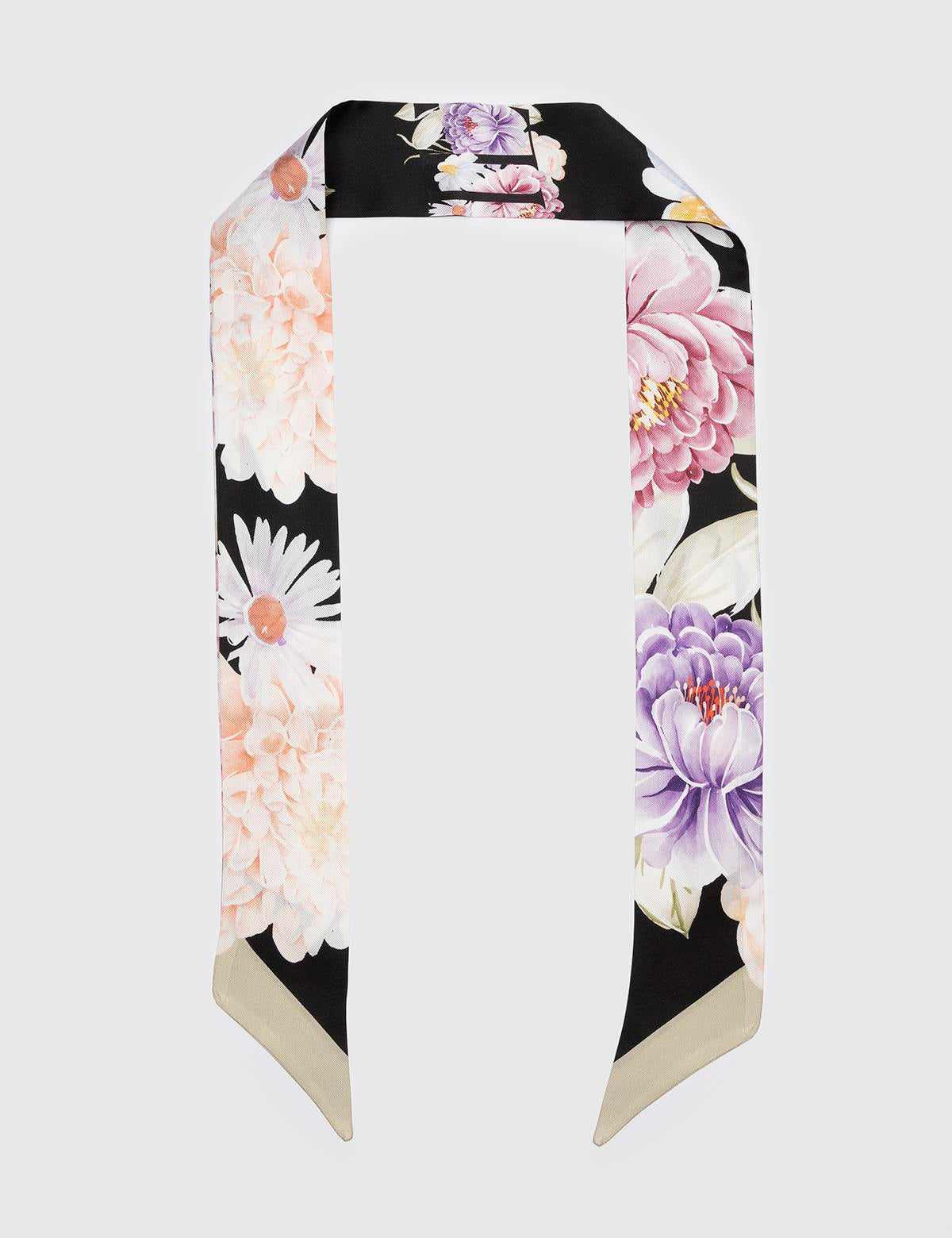 Maren Black Silk Twill Women's Foulard