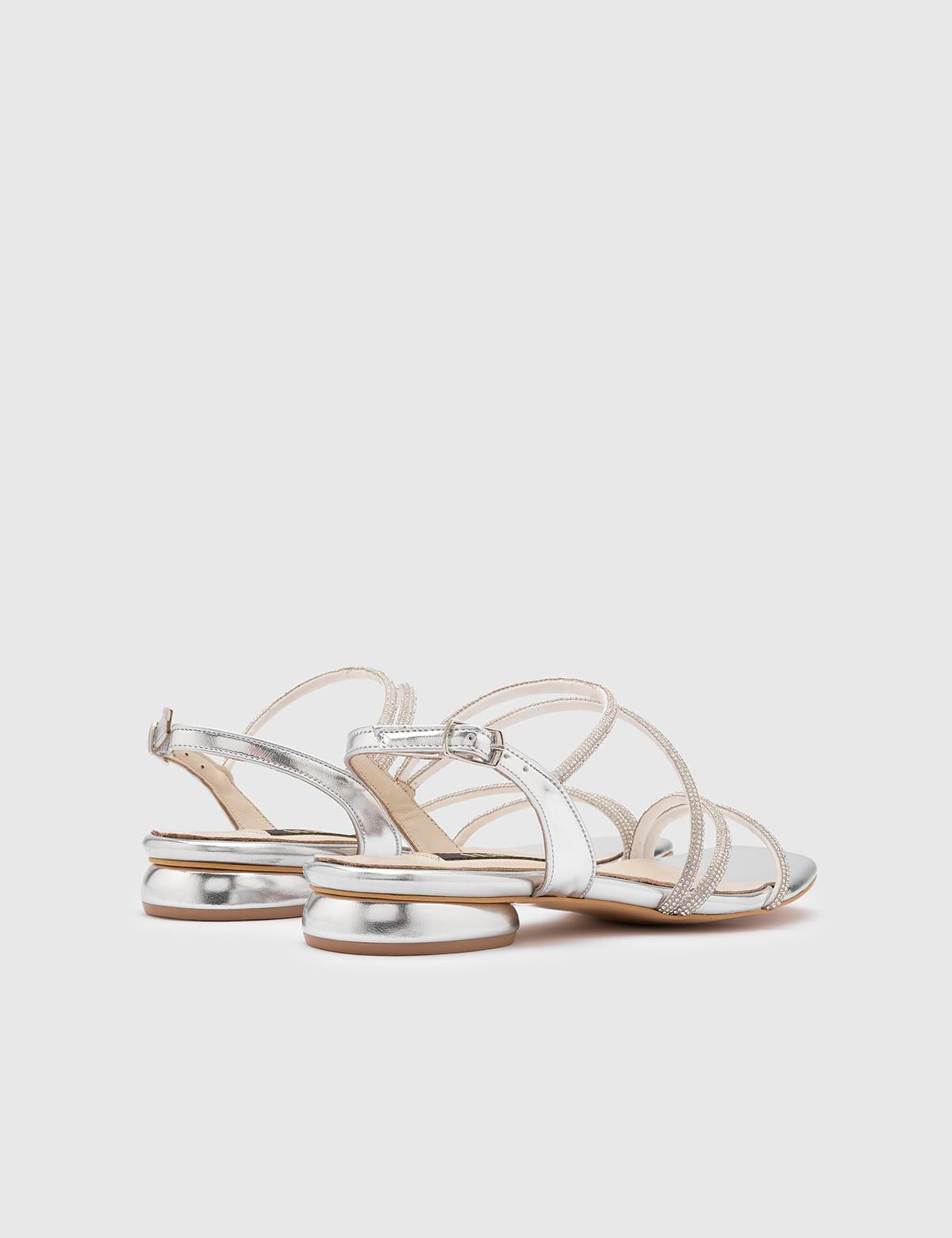 Mika Silver Leather Women's Sandal with Stones