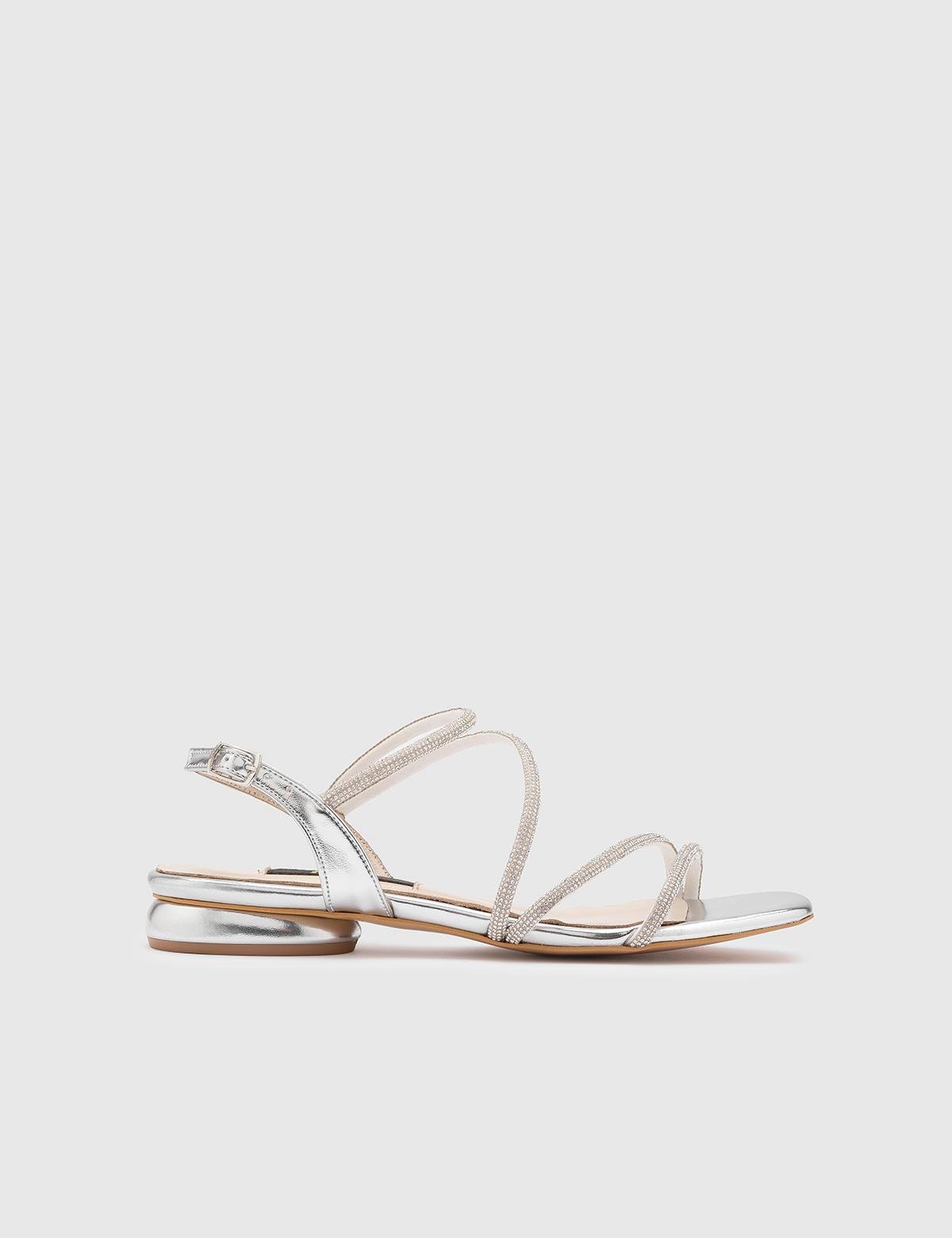 Mika Silver Leather Women's Sandal with Stones