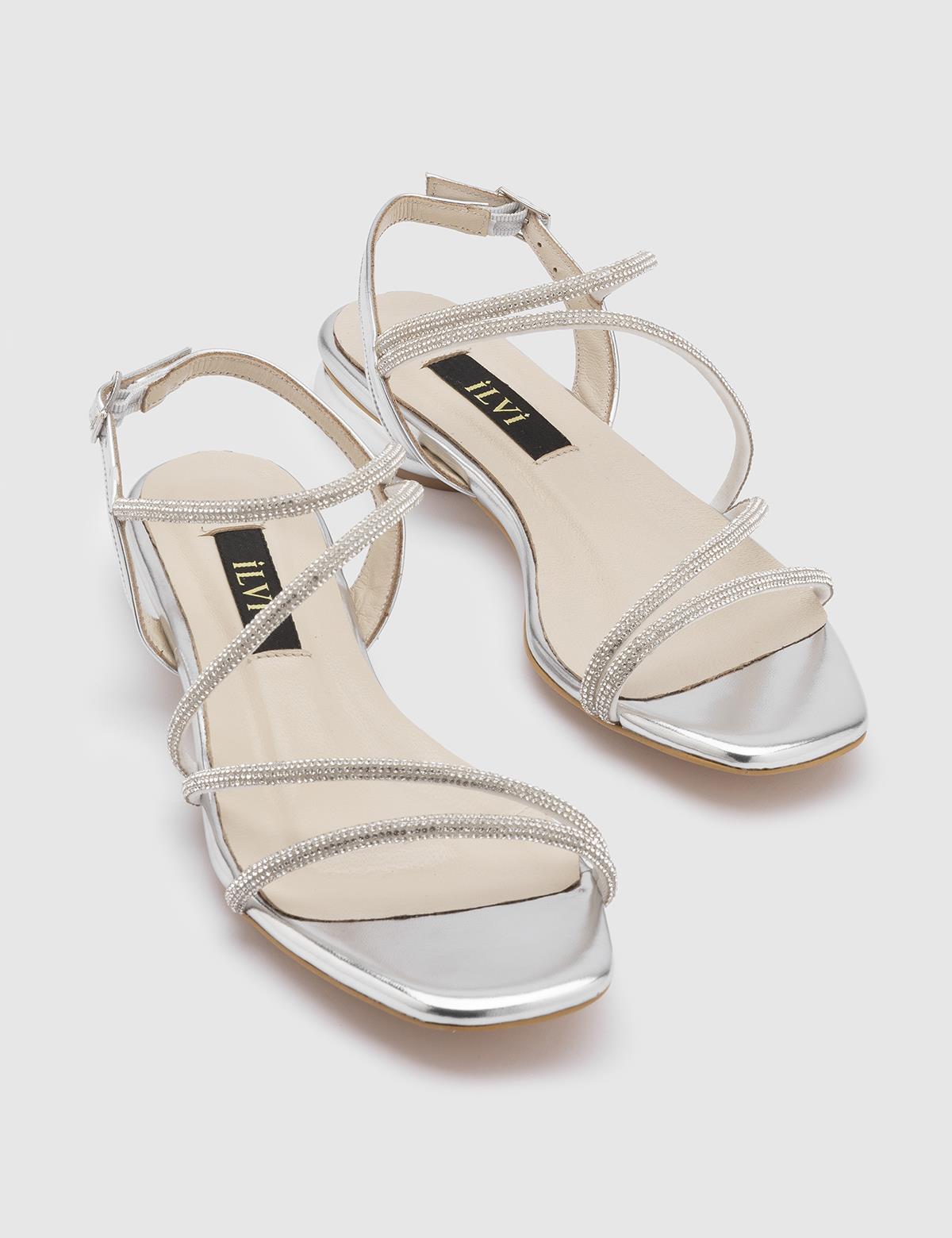 Mika Silver Leather Women's Sandal with Stones