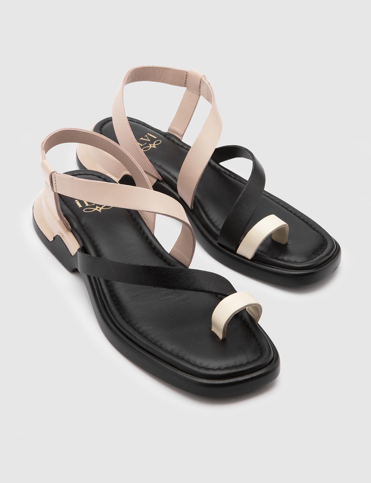 Perg Black Leather Women's Sandal