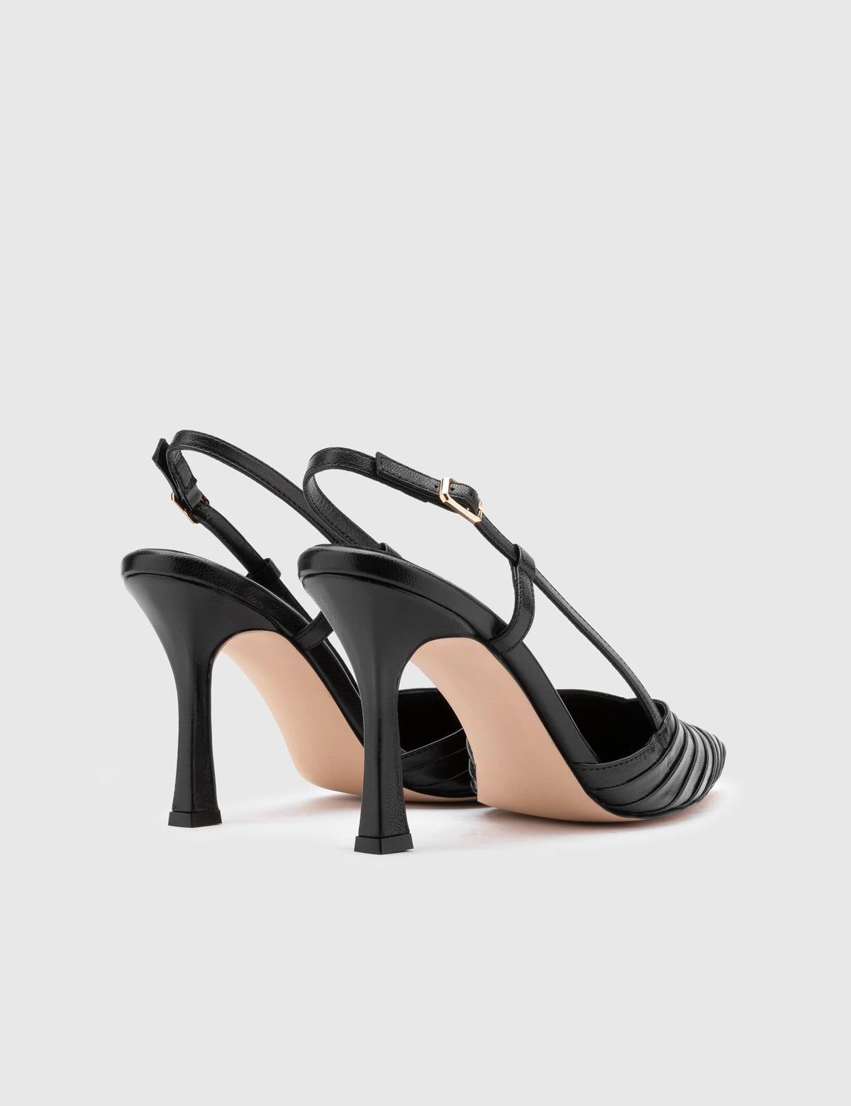 Ramona Black Leather Women's Heeled Sandal