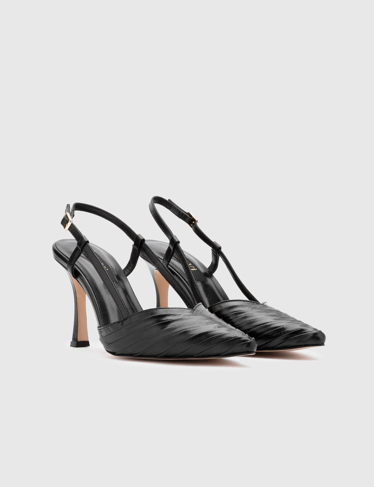 Ramona Black Leather Women's Heeled Sandal