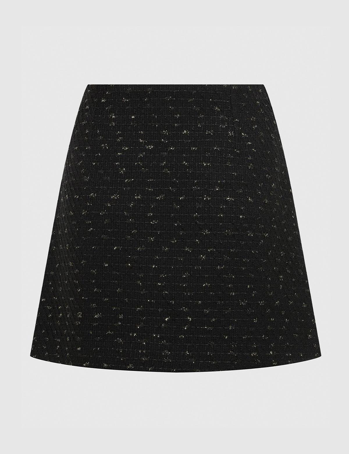 Rangel Black-Gold Women's Tweed Skirt