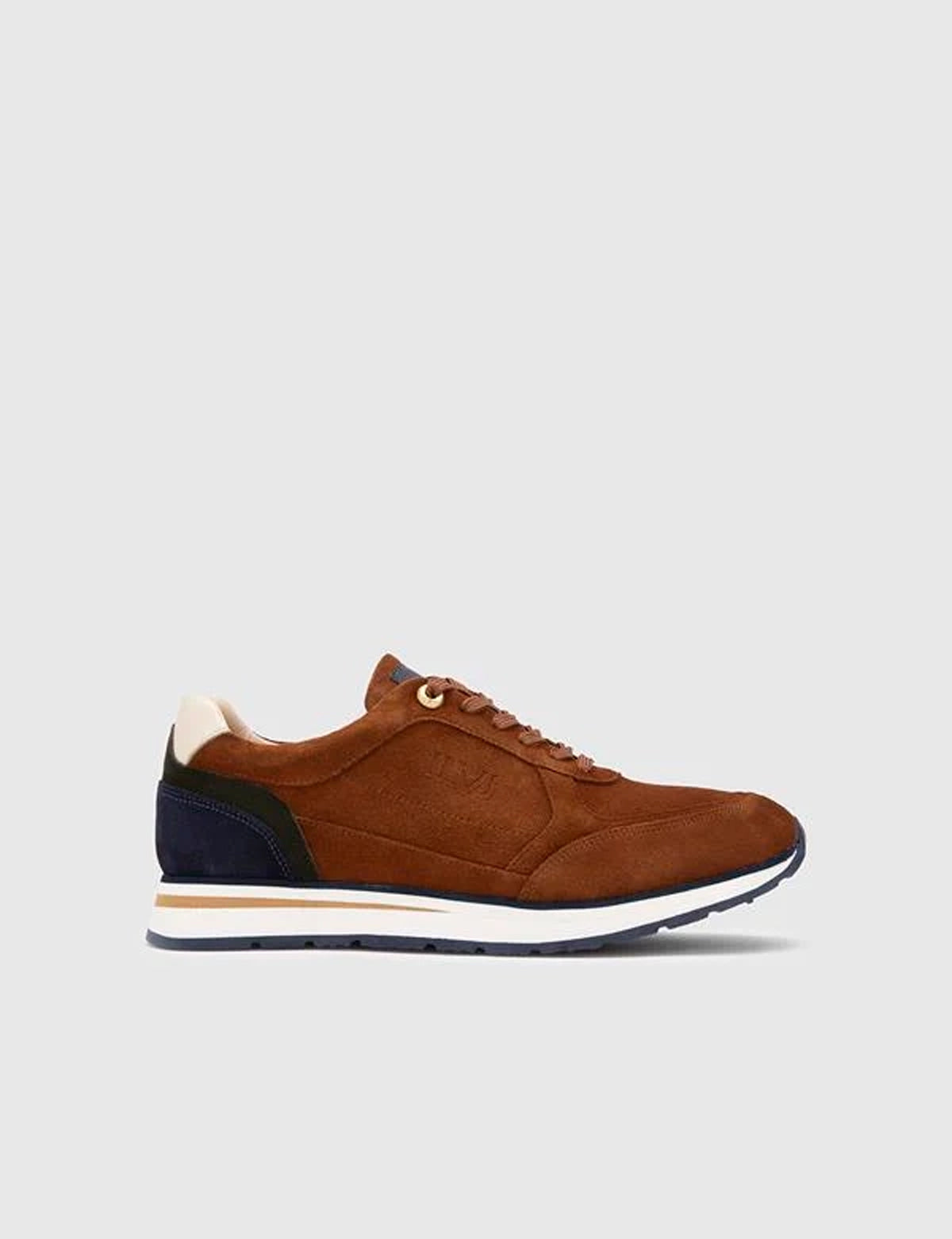 Renat Saddle Brown-Navy Blue-Khaki Split Suede Leather Men's Sneaker