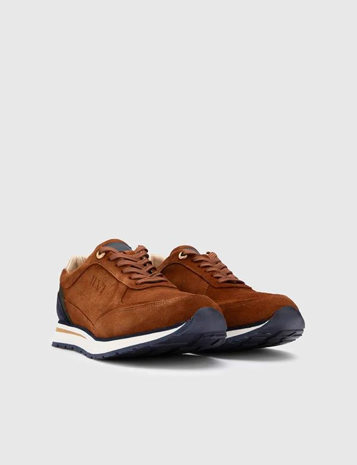 Renat Saddle Brown-Navy Blue-Khaki Split Suede Leather Men's Sneaker