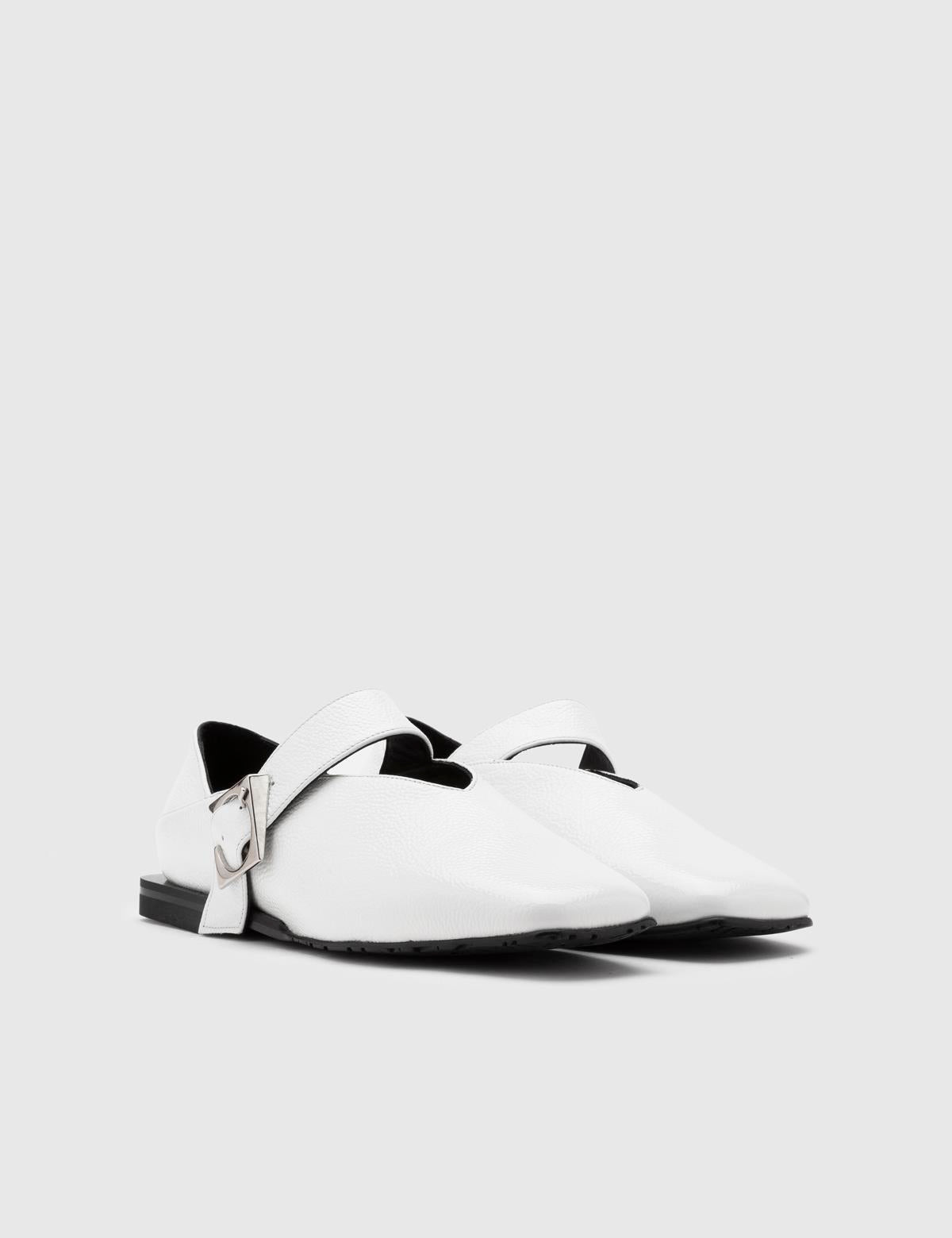 Vekda White Patent Leather Women's Loafer