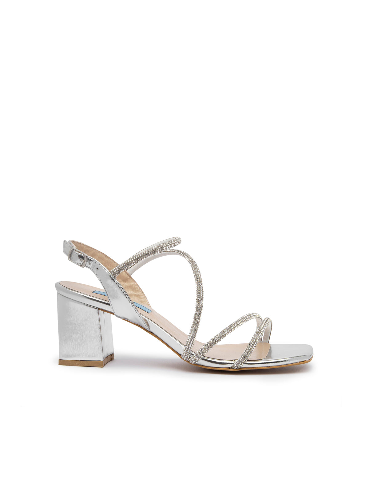 Damen-Sandale „Nica Silver“ aus Leder mit Absatz