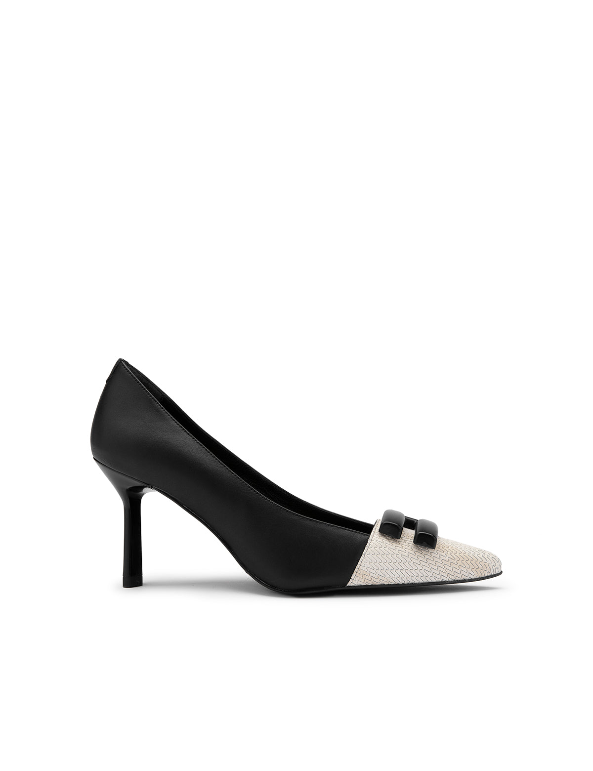 Beige-schwarze Leder-Damenpumps von Yoro